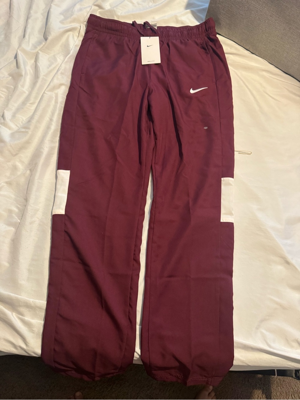 Nike Maroon Athletic Shorts with White Swoosh